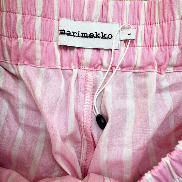 New Marimekko Jokapoika Shorts Pink White Striped Long Boxer Shorts Size Large - Picture 7 of 12